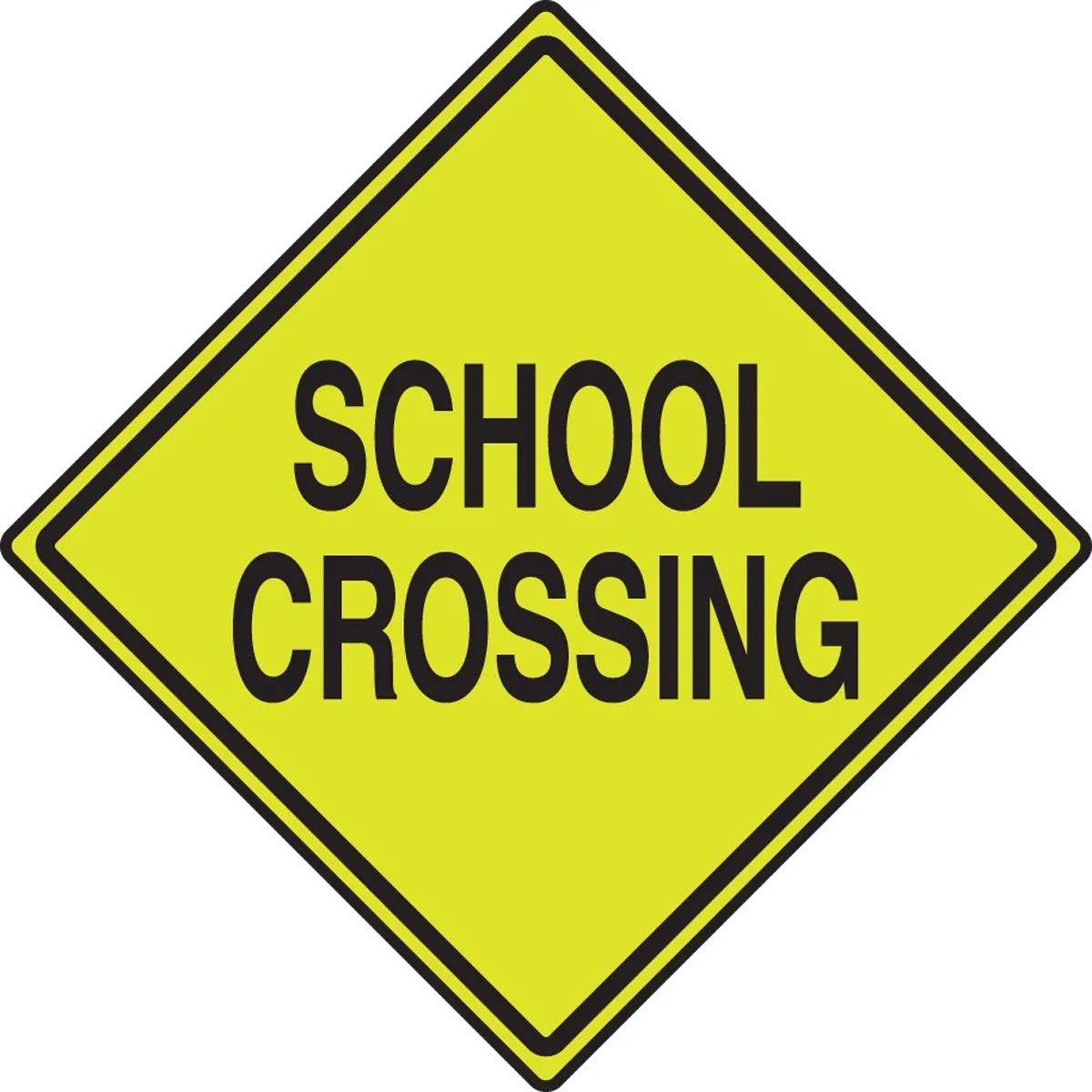 AccuformNMC FRW212 Fluorescent Yellow-Green Sign, School Crossing, 24" x 24"