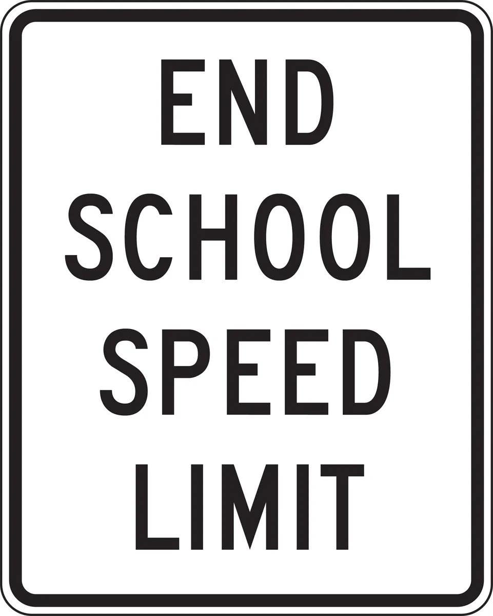 AccuformNMC FRW222 Speed Limit Sign, End School Speed Limit, 30" H x 24" W