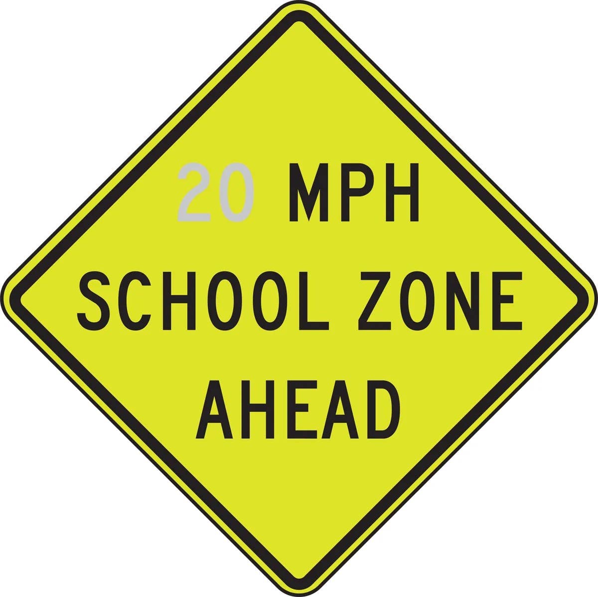 AccuformNMC FRW270 Fluorescent Yellow-Green Sign, _ Mph School Zone Ahead, 30" x 30"