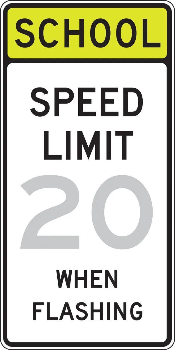 AccuformNMC FRW277 Fluorescent Yellow-Green Sign, School, Speed Limit _ When Flashing, 48" H x 24" W