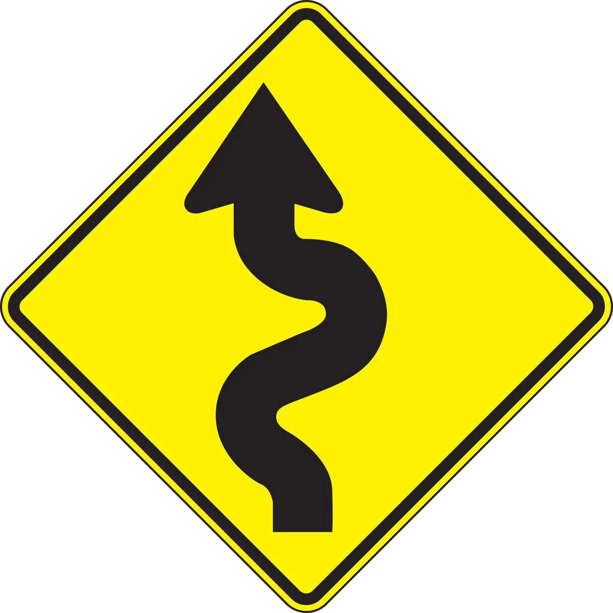 AccuformNMC FRW29 Direction Sign, Left Winding Road