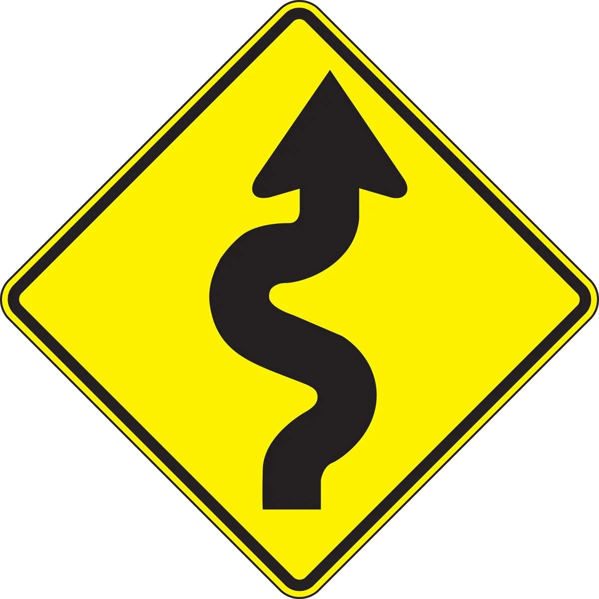 AccuformNMC FRW29 Direction Sign, Right Winding Road
