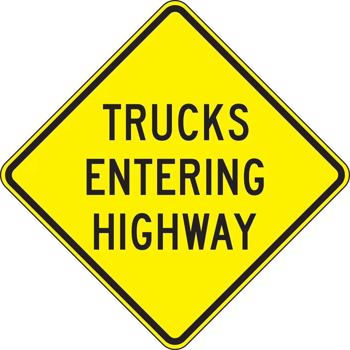 AccuformNMC FRW42 Lane Guidance Sign, Trucks Entering Highway
