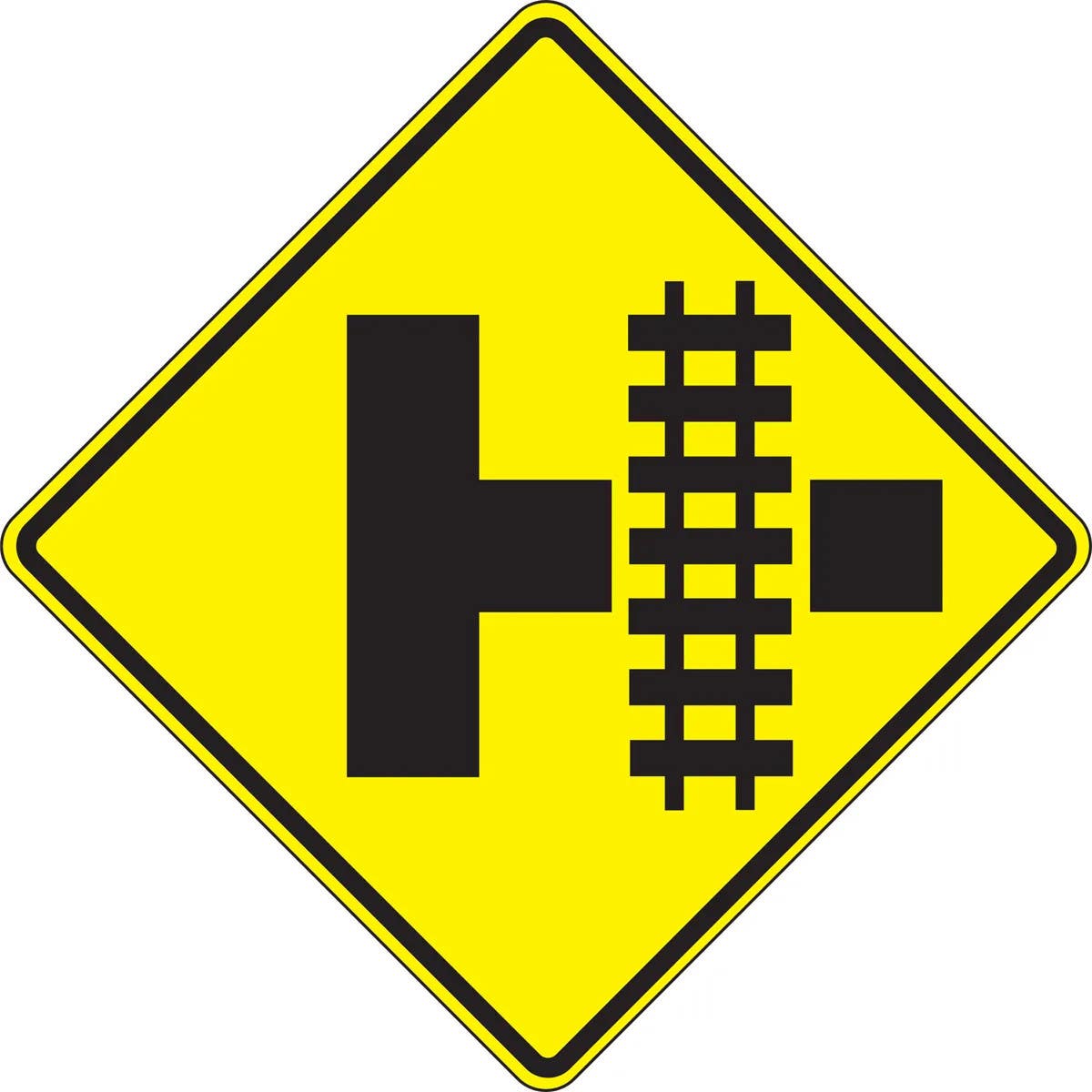 AccuformNMC FRW472 Traffic Sign, Grade Crossing From T-Intersection (Parallel Highway), 30" x 30"