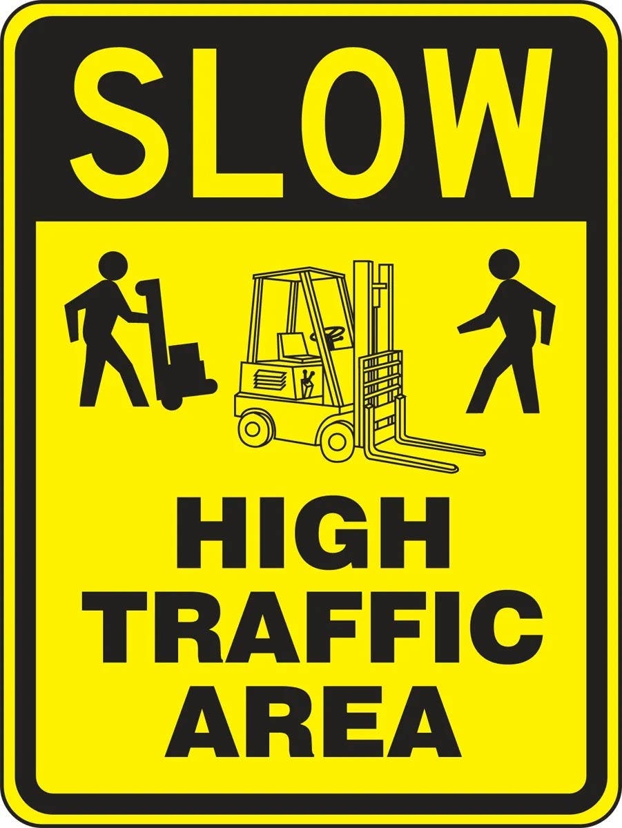 AccuformNMC FRW51 Surface & Driving Conditions Sign, Slow, High Traffic Area
