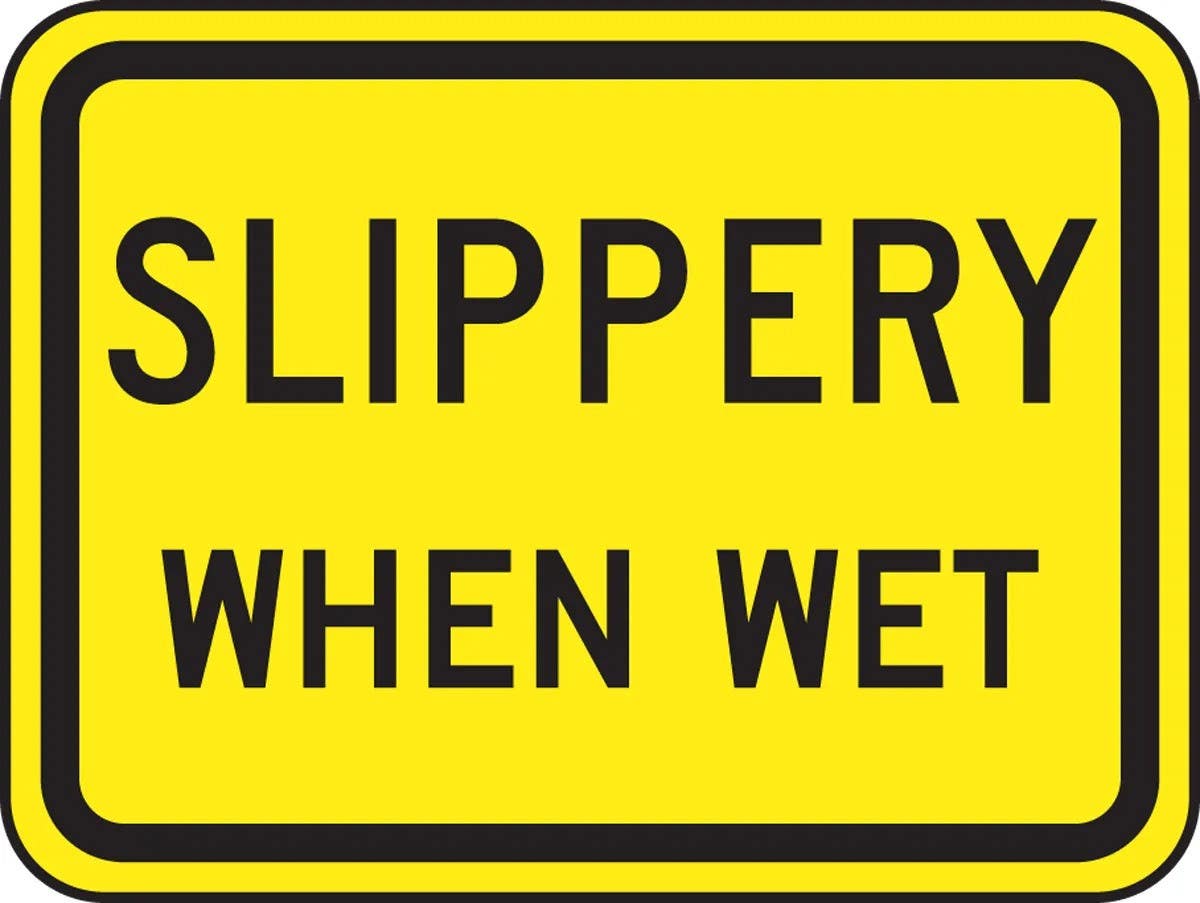 AccuformNMC FRW528 Surface & Driving Conditions Sign, Slippery When Wet (Plaque), 9" H x 12" W