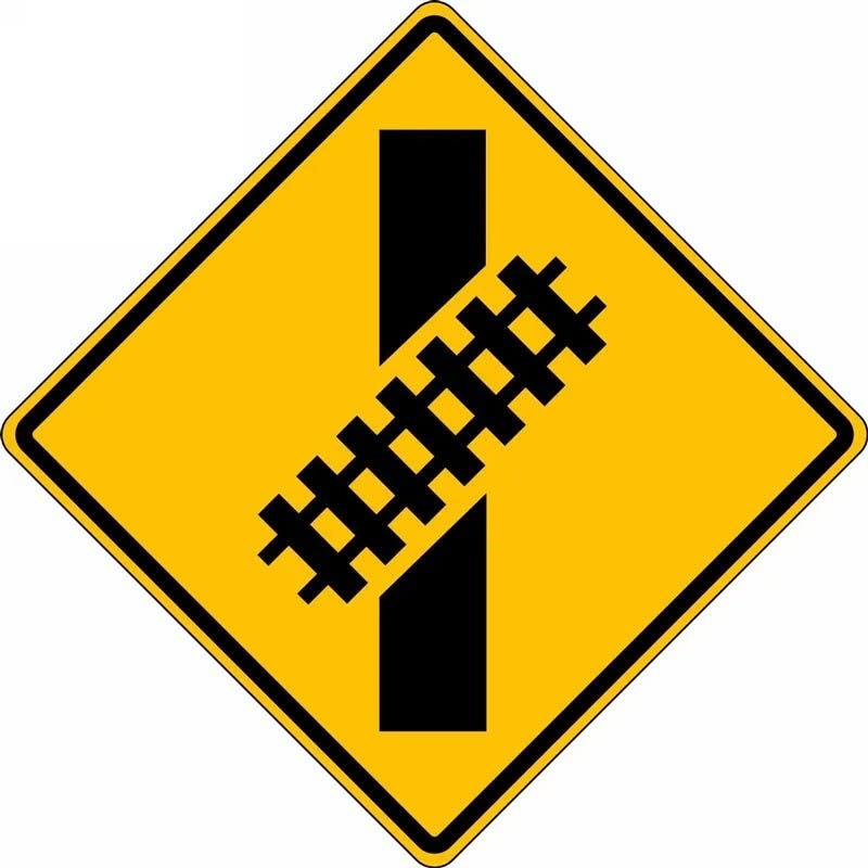 AccuformNMC FRW53 Rail Sign, Skewed Crossing