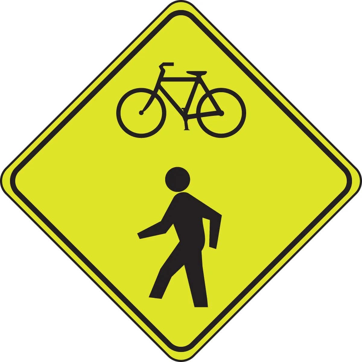 AccuformNMC FRW531 Fluorescent Yellow-Green Sign, Combined Bicycle/Pedestrian Crossing, 30" x 30"