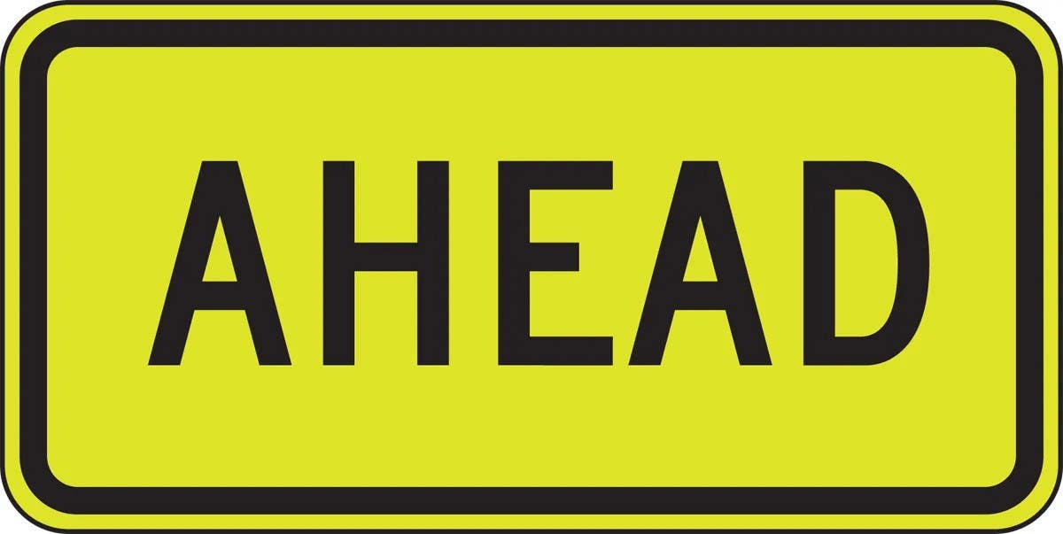 AccuformNMC FRW534 Fluorescent Yellow-Green Sign, Ahead, 12" H x 24" W