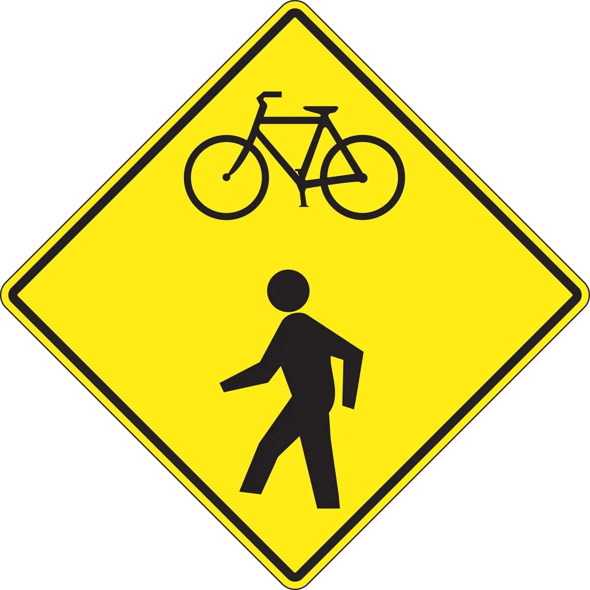 AccuformNMC FRW543 Bicycle & Pedestrian Sign, Bicycle/Pedestrian Warning, 24" x 24"