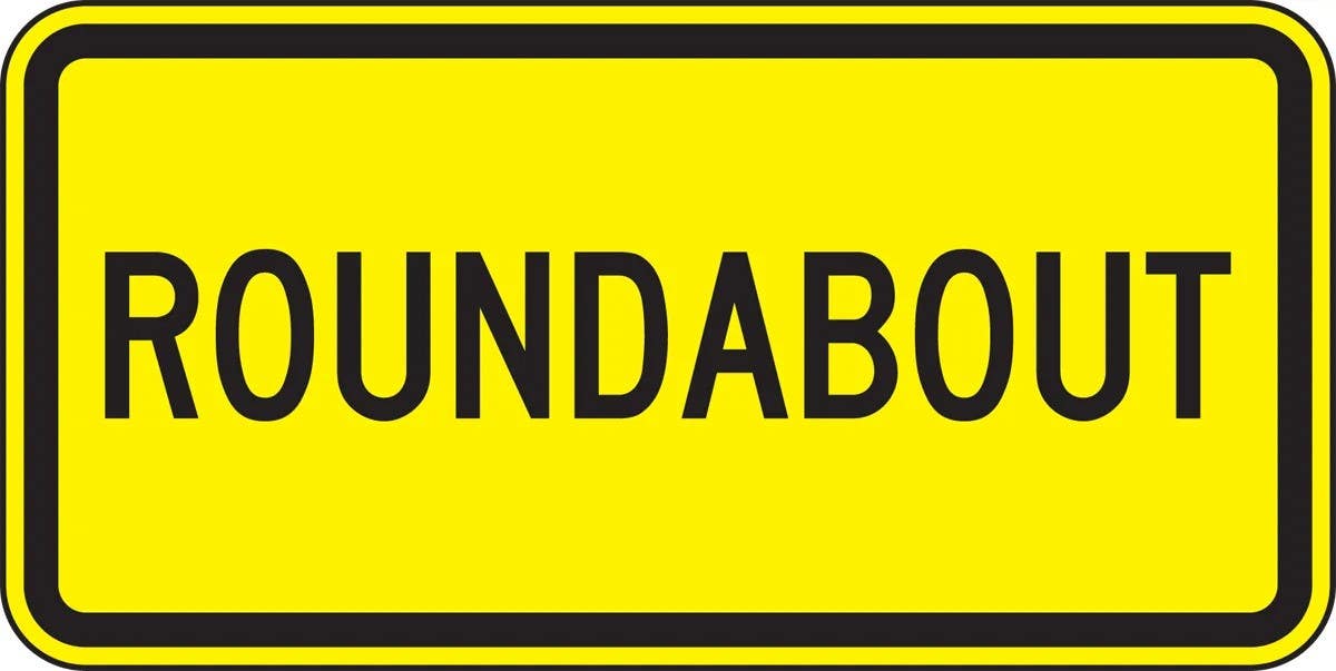 AccuformNMC FRW545 Intersection Warning Sign, Roundabout, 12" H x 24" W