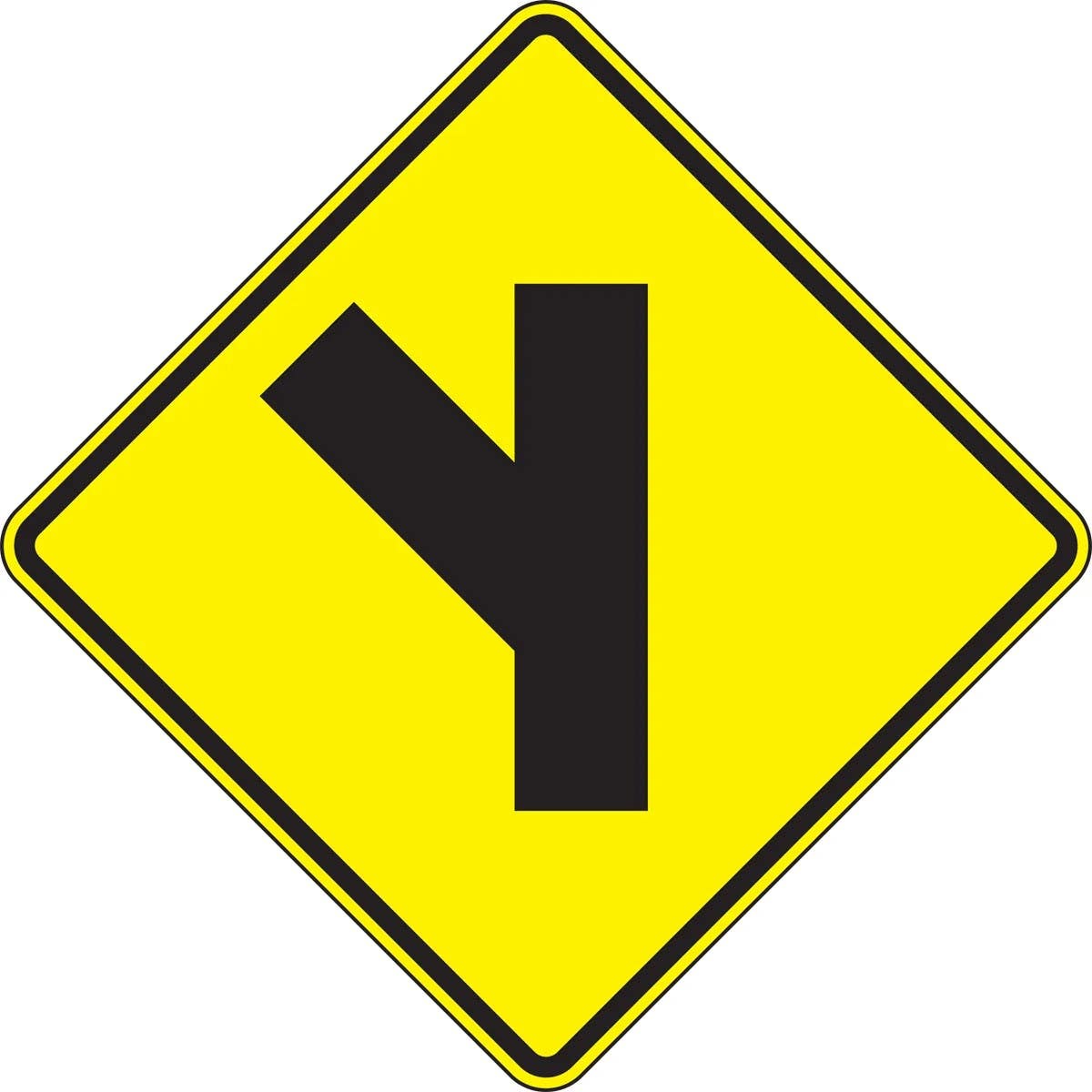 AccuformNMC FRW63 Intersection Warning Sign, Left Side Road (Diagonal)