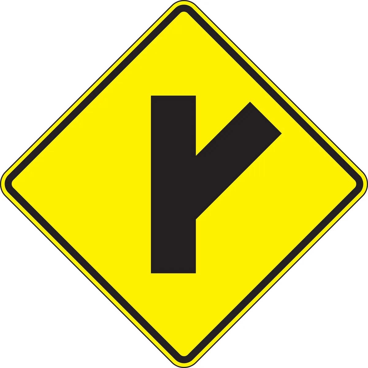 AccuformNMC FRW63 Intersection Warning Sign, Right Side Road (Diagonal)