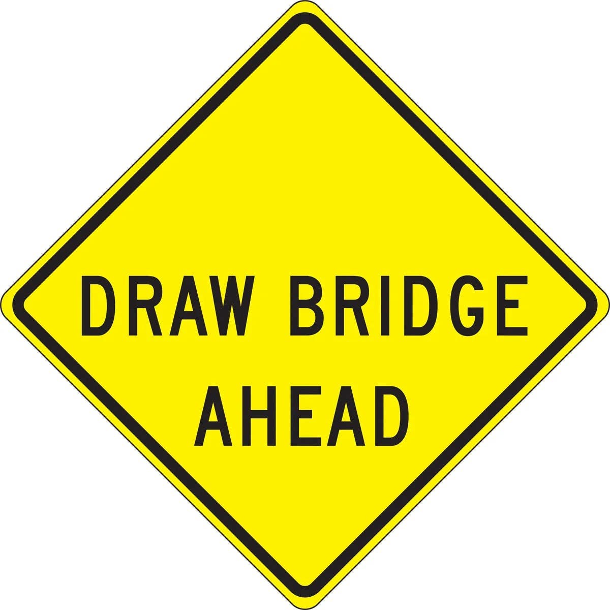 AccuformNMC FRW639 Lane Guidance Sign, Draw Bridge Ahead, 36" x 36"