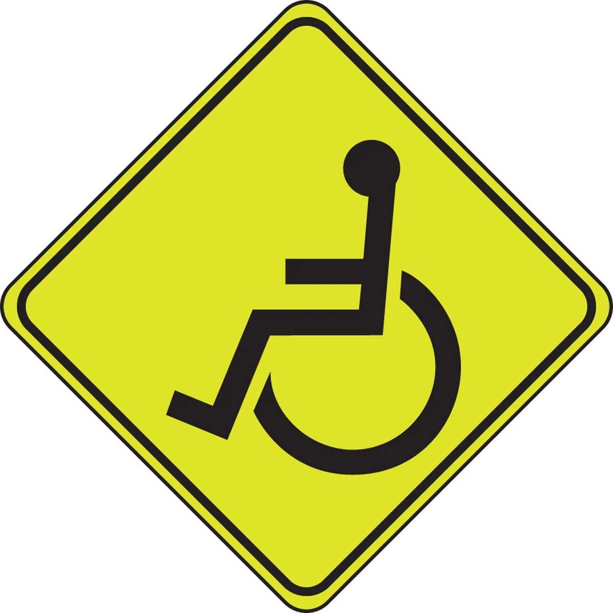 AccuformNMC FRW Fluorescent Yellow-Green Sign, Wheelchair Crossing