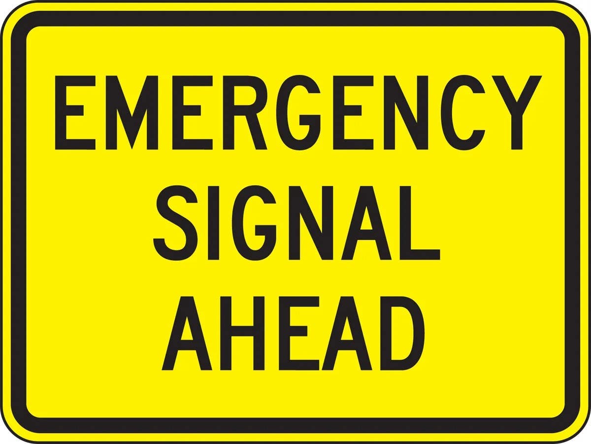 AccuformNMC FRW733 Crossing Sign, Emergency Signal Ahead, 18" H x 24" W