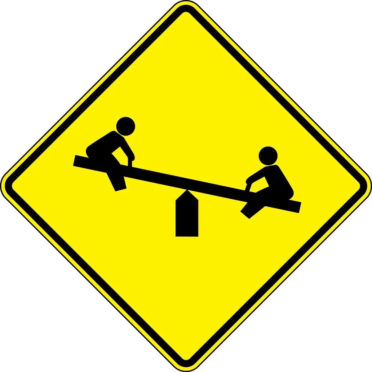 AccuformNMC FRW745 Fluorescent Yellow-Green Sign, Playground, 30" x 30"