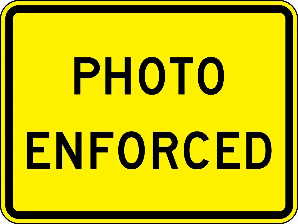 AccuformNMC FRW75 Intersection Warning Sign, Photo Enforced