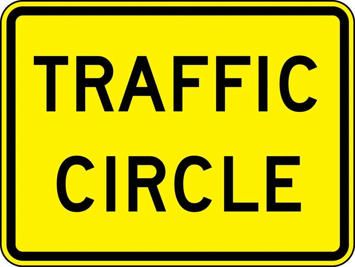 AccuformNMC FRW762 Intersection Warning Sign, Traffic Circle, 18" H x 24" W