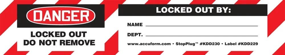 AccuformNMC KDD2 Stopplug Label, 5/Pk