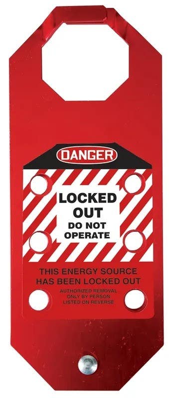 AccuformNMC KDH643 Stopout, OSHA Danger Aluma-Tag Hasps, Locked Out Do Not Operate