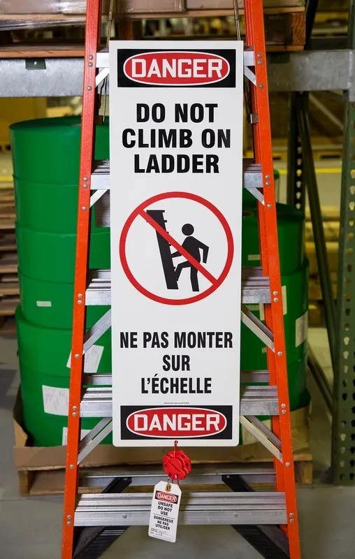 AccuformNMC KLB4 Bilingual Ladder Shield Kit OSHA Danger, Do Not Climb On Ladder