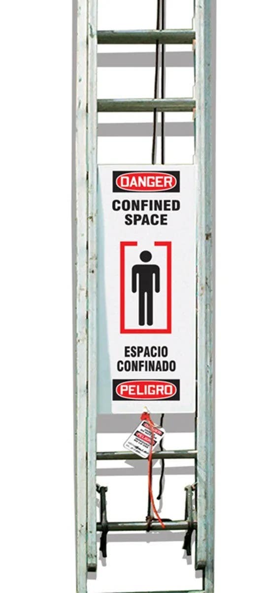 AccuformNMC KLB4 Bilingual Ladder Shield, OSHA Danger Wrap, Confined Space