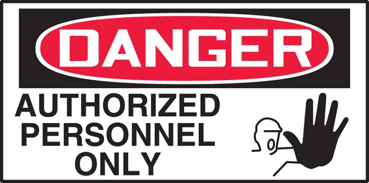 AccuformNMC LADM001XVE OSHA Danger Safety Label, Authorized Personnel Only, Adhesive Dura Vinyl, 1-1/2" H x 3" W