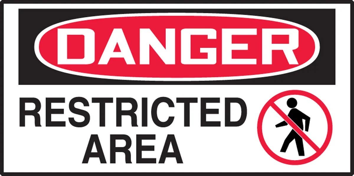 AccuformNMC LADM003XVE OSHA Danger Safety Label, Restricted Area, Adhesive Dura Vinyl, 1-1/2" H x 3" W