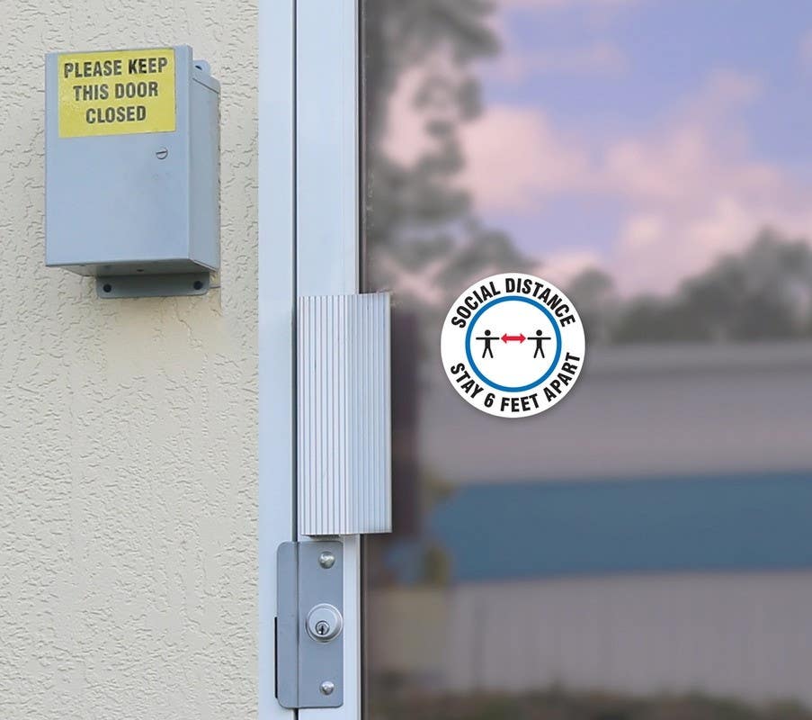 AccuformNMC LADM40 Door Entry Label, Social Distance Stay 6 Feet Apart, 5/Pk