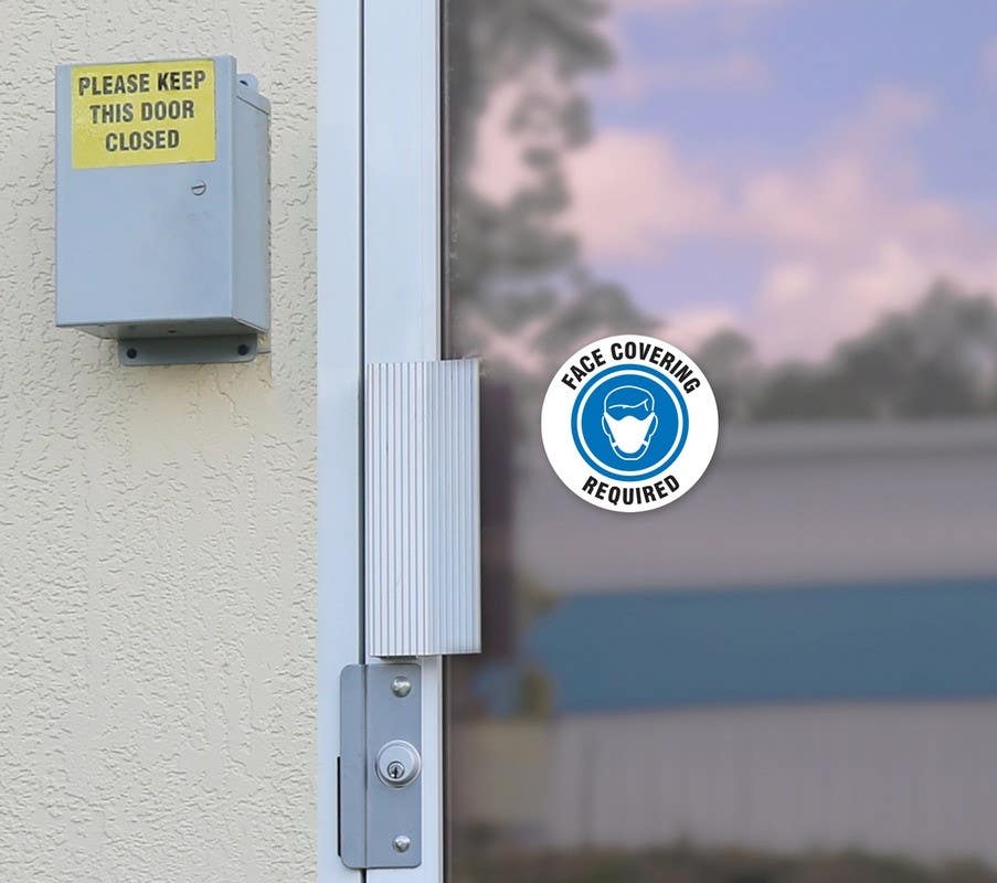 AccuformNMC LADM41 Door Entry Label, Face Covering Required, 5/Pk