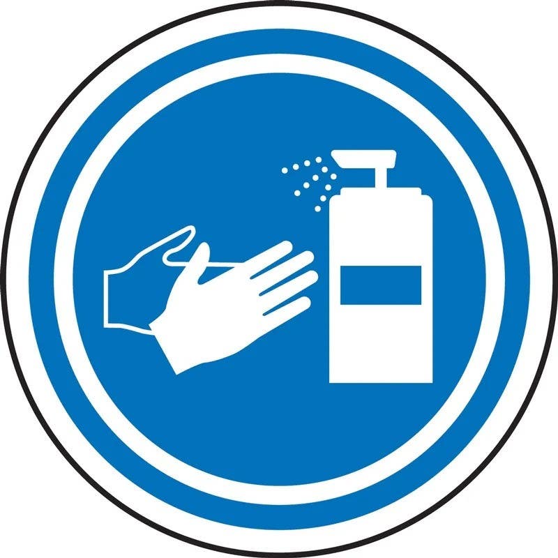 AccuformNMC LADM4 Safety Label, Sanitize Hands Symbol, 5/Pk