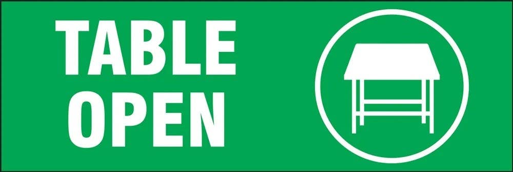 AccuformNMC LADM5 Safety Label, Table Open, Adhesive Dura-Vinyl