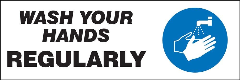 AccuformNMC LADM5 Safety Label, Wash Your Hands Regularly, Adhesive Vinyl, 5/Pk