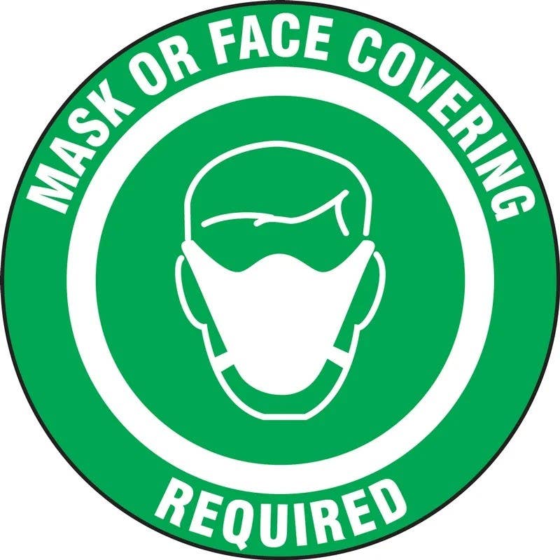 AccuformNMC LADM57 Safety Label, Mask Or Face Covering Required, Adhesive Vinyl, 5/Pk