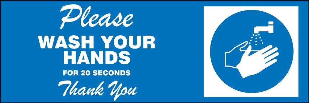 AccuformNMC LADM59 Safety Label, Please Wash Your Hands For 20 Seconds Thank you, Adhesive Vinyl, 5/Pk