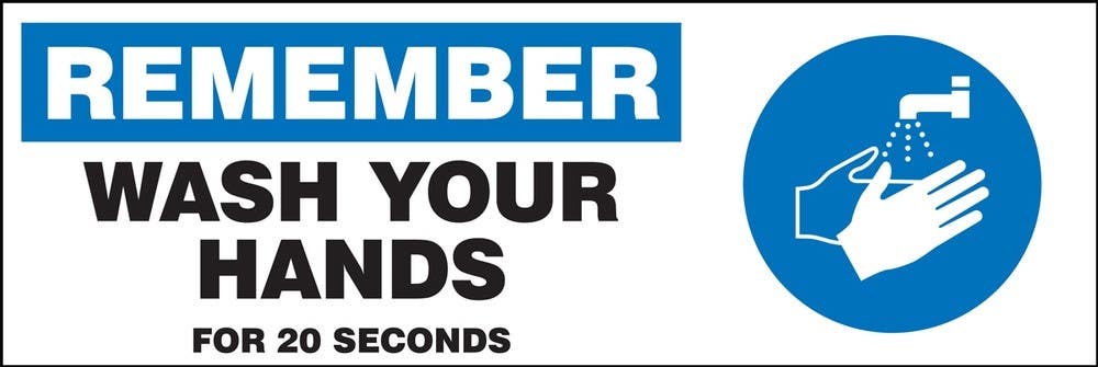 AccuformNMC LADM59 Safety Label, Remember Wash Your Hands For 20 Seconds, Adhesive Dura-Vinyl
