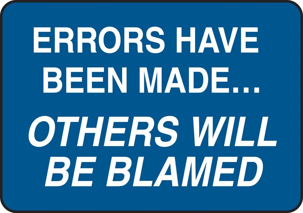 AccuformNMC LAGH338 Funny Label, Errors Have Been Made, Others Will Be Blamed, Adhesive Vinyl, 3-1/2" H x 5" W, 5/Pk