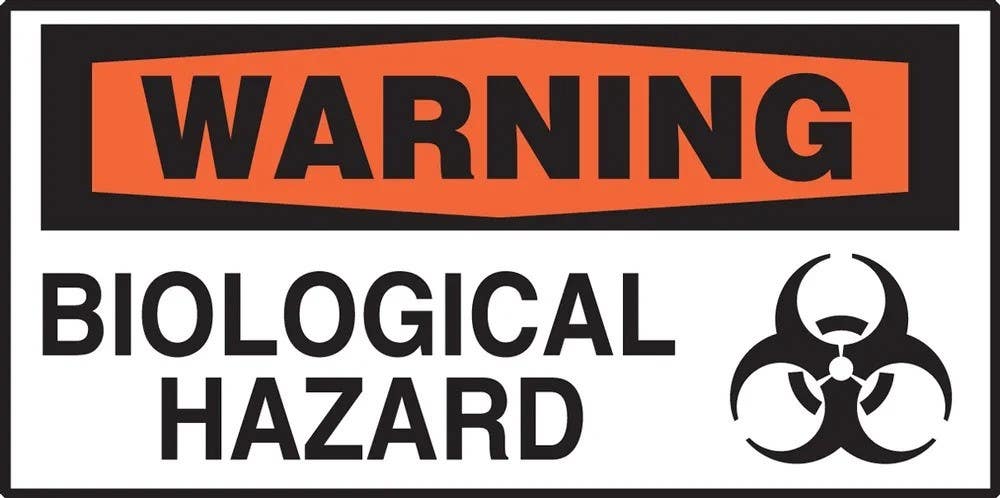 AccuformNMC LBHZ002VSP OSHA Warning Safety Label, Biological Hazard, Adhesive Vinyl, 1-1/2" H x 3" W, 10/Pk