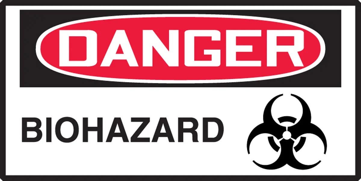 AccuformNMC LBHZ004VSP OSHA Danger Safety Label, Biohazard, Adhesive Vinyl, 1-1/2" H x 3" W, 10/Pk