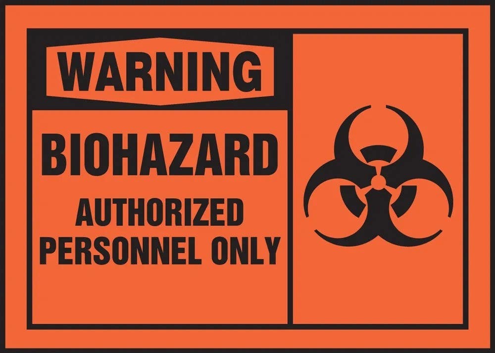 AccuformNMC LBHZ302VSP OSHA Warning Safety Label, Biohazard..., Adhesive Vinyl, 3-1/2" H x 5" W, 5/Pk