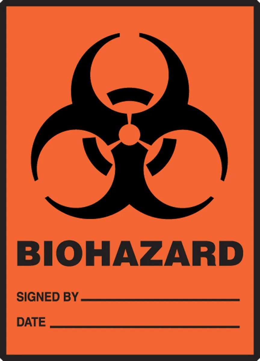 AccuformNMC LBHZ501XVE Safety Label, Biohazard, Adhesive Dura Vinyl, 5" H x 3-1/2" W