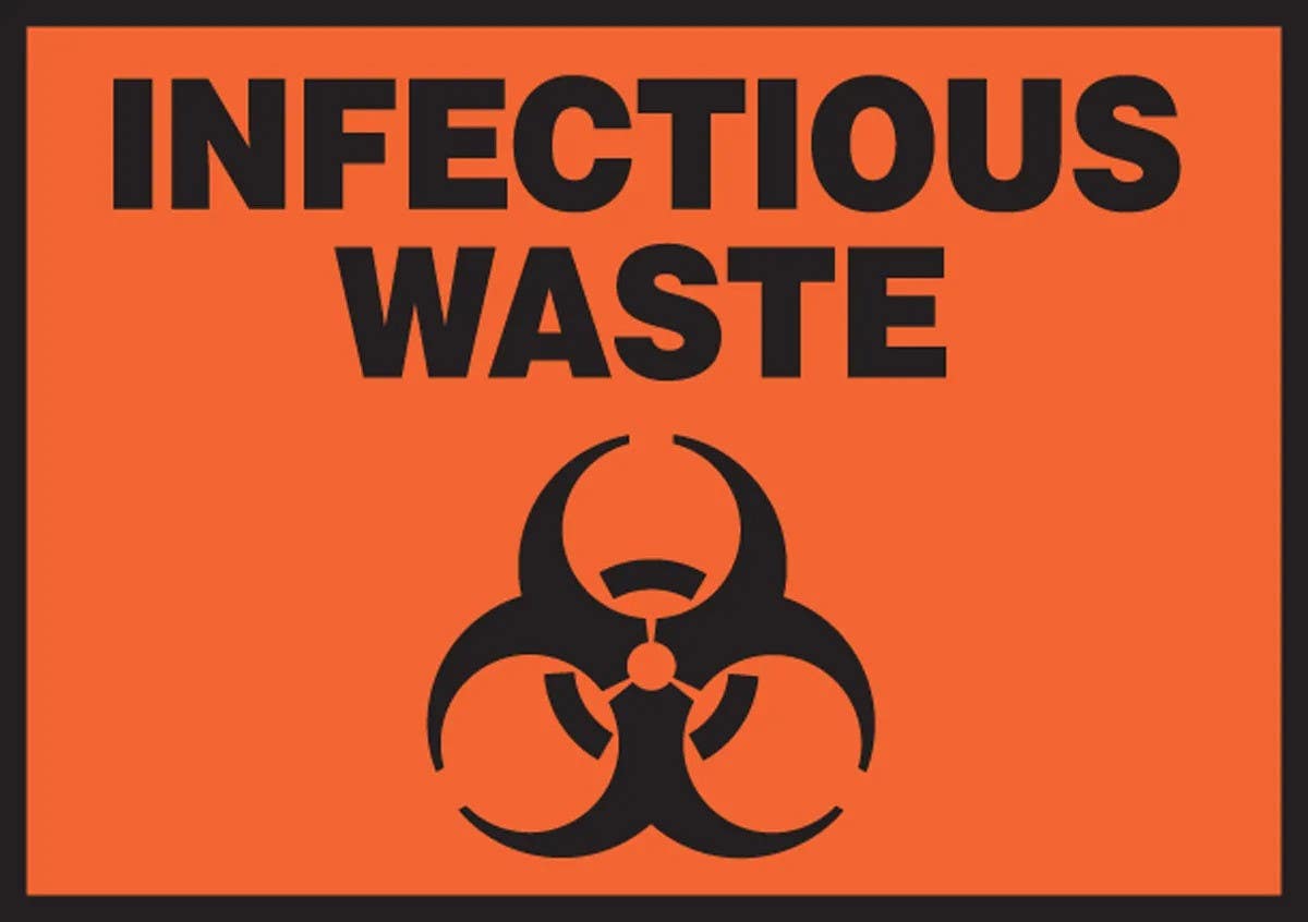 AccuformNMC LBHZ505XVE Safety Label, Infectious Waste, Adhesive Dura Vinyl, 3-1/2" H x 5" W