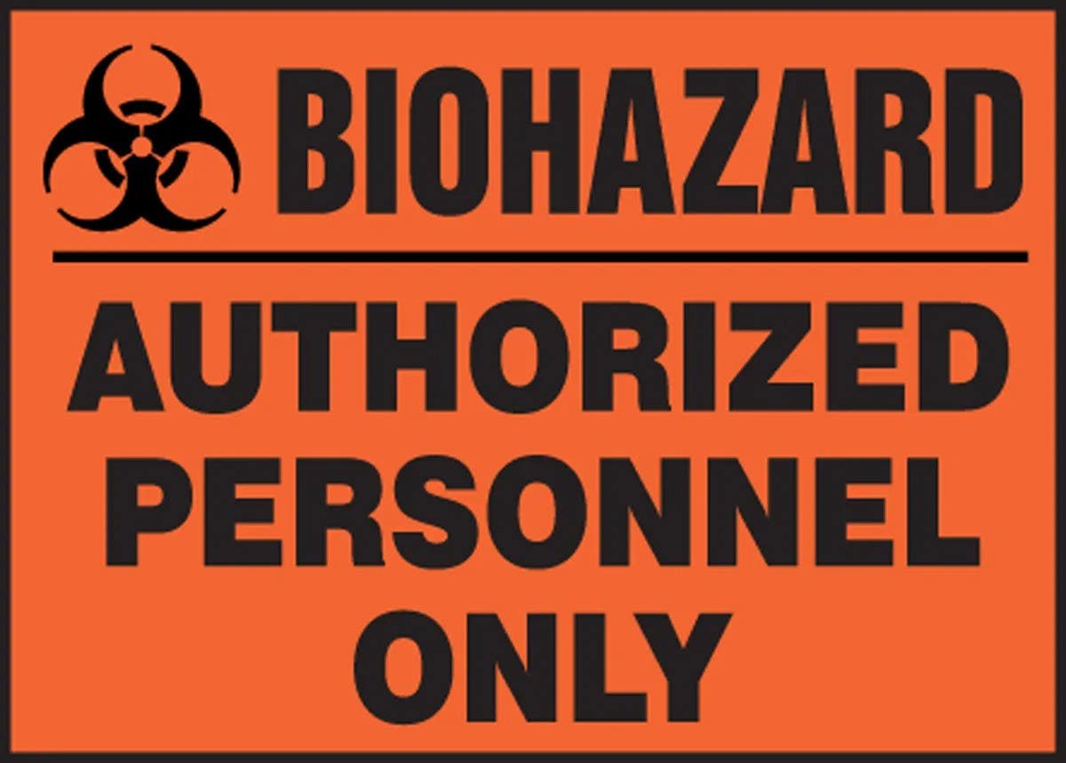 AccuformNMC LBHZ930VSP Safety Label, Biohazard, Authorized Personnel Only, Adhesive Vinyl, 3-1/2" H x 5" W, 5/Pk
