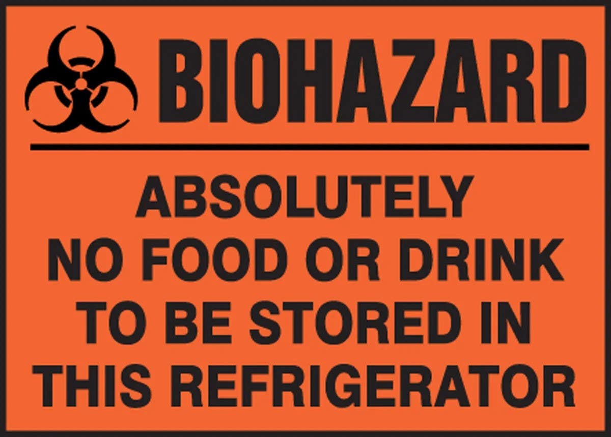 AccuformNMC LBHZ935XVE Biohazard Safety Label, Absolutely No Food Or Drink..., Adhesive Dura Vinyl, 3-1/2" H x 5" W