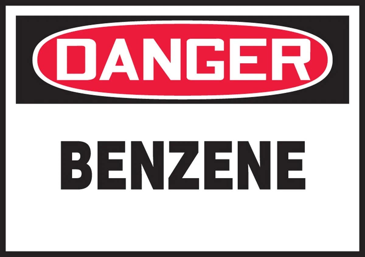 AccuformNMC LCAW OSHA Danger Safety Label, Benzene, Adhesive Dura Vinyl