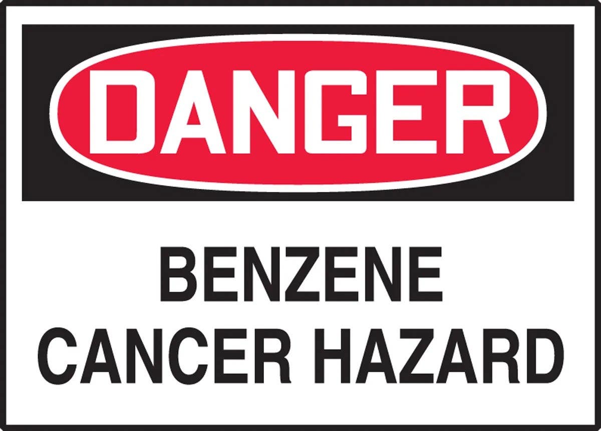 AccuformNMC LCAW OSHA Danger Safety Label, Benzene, Cancer Hazard, Adhesive Vinyl, 5/Pk