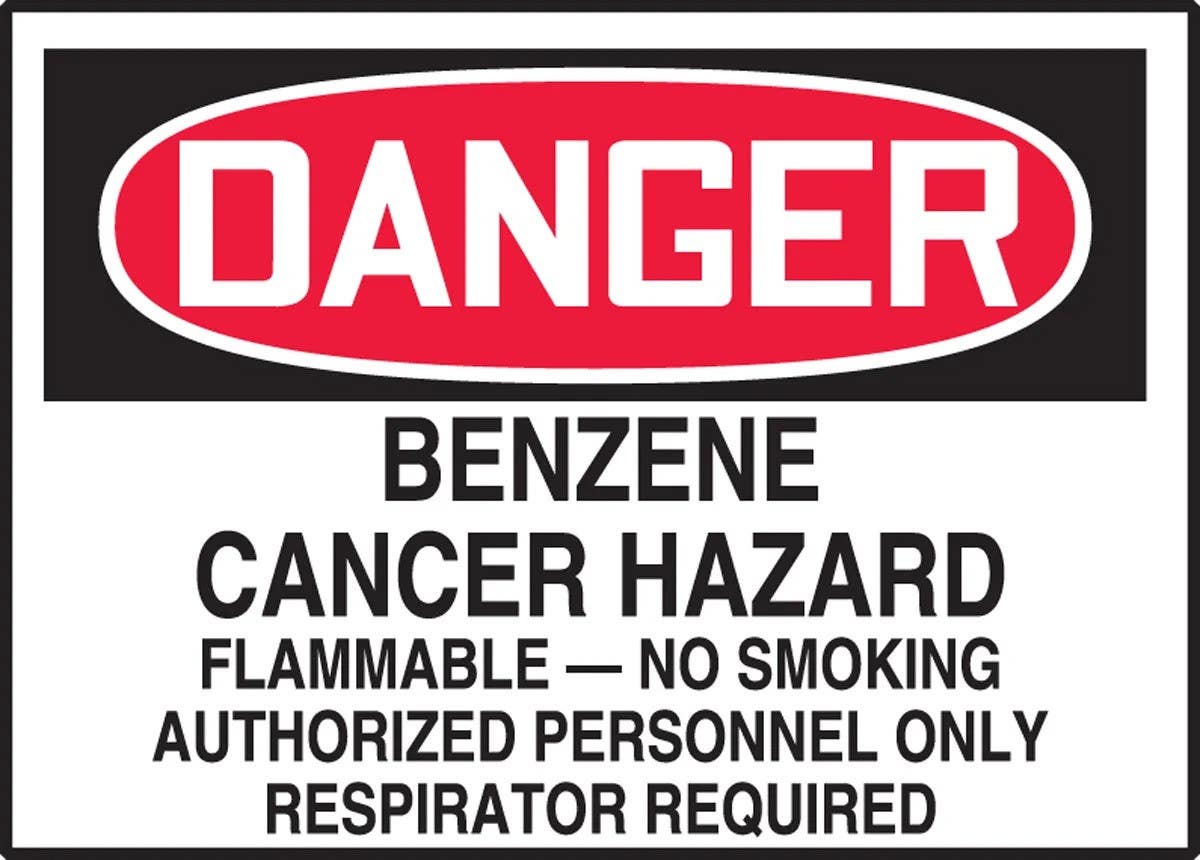 AccuformNMC LCAW029XVE OSHA Danger Safety Label, Benzene, Cancer Hazard, Flammable…, Adhesive Dura Vinyl, 3-1/2" H x 5" W