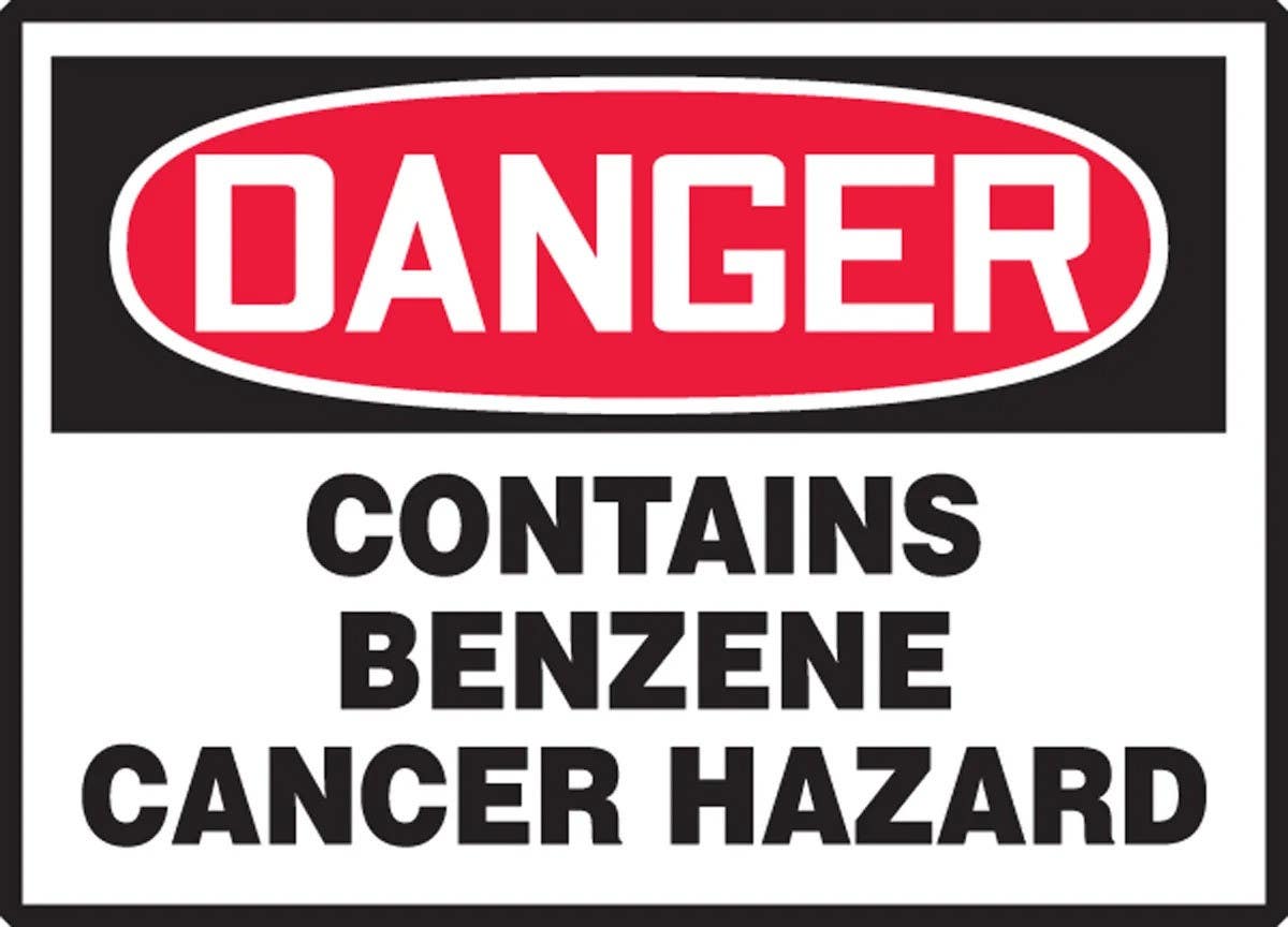 AccuformNMC LCAW035VSP OSHA Danger Safety Label, Contains Benzene, Cancer Hazard, Adhesive Vinyl, 3-1/2" H x 5" W, 5/Pk