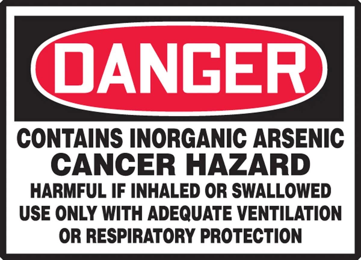 AccuformNMC LCAW040XVE OSHA Danger Safety Label, Contains Inorganic Arsenic…, Adhesive Dura Vinyl, 3-1/2" H x 5" W